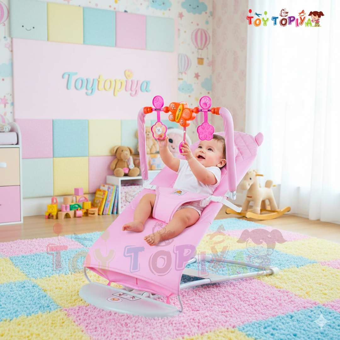 Baby Rocker Chair with Toy Bar1 Baby Rocker Chair with Toy Bar – Soft Comfort Bouncer for Infants - Image 1